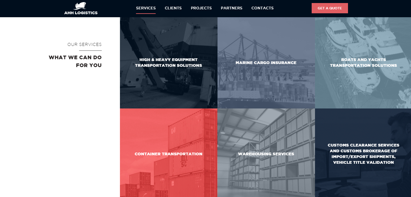 промо-сайт ahh logistics inc.